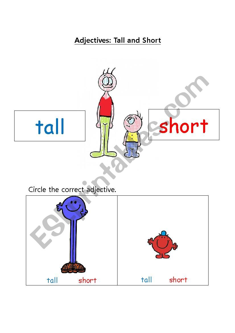 Tall And Short Adjectives ESL Worksheet By Darktower74