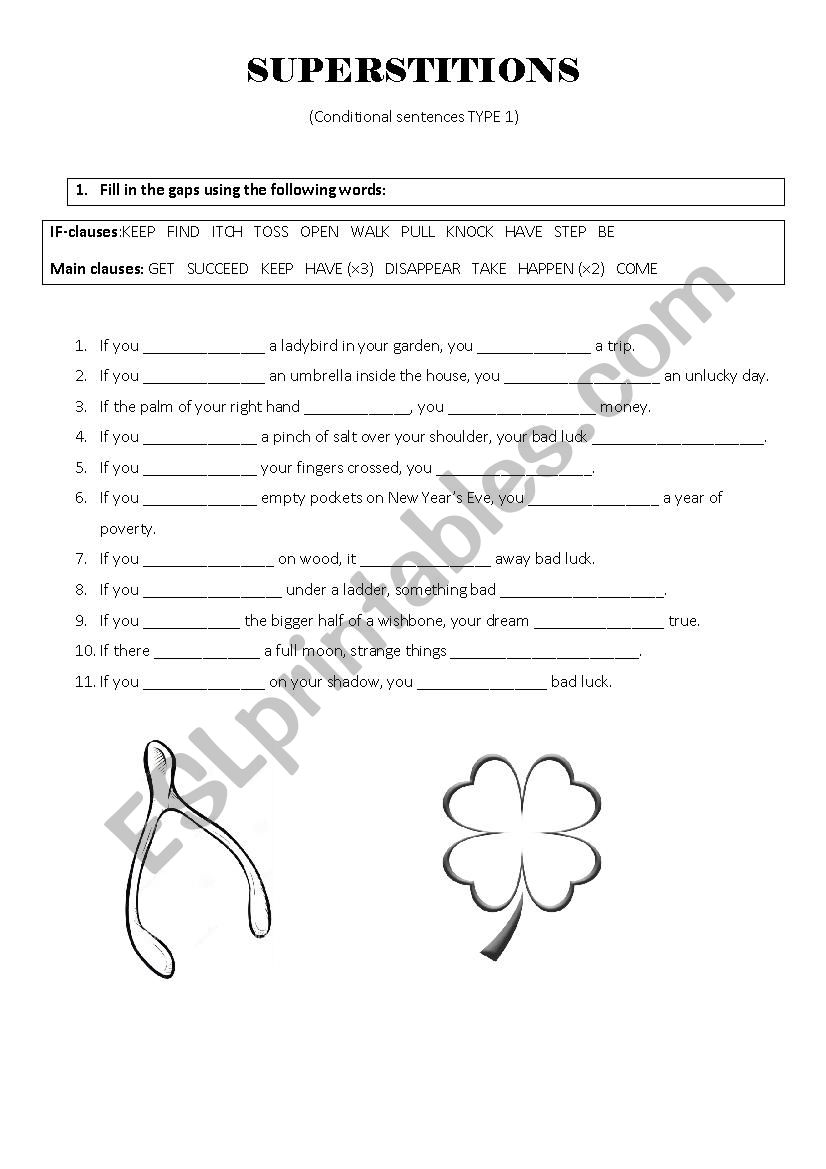 Superstitions worksheet