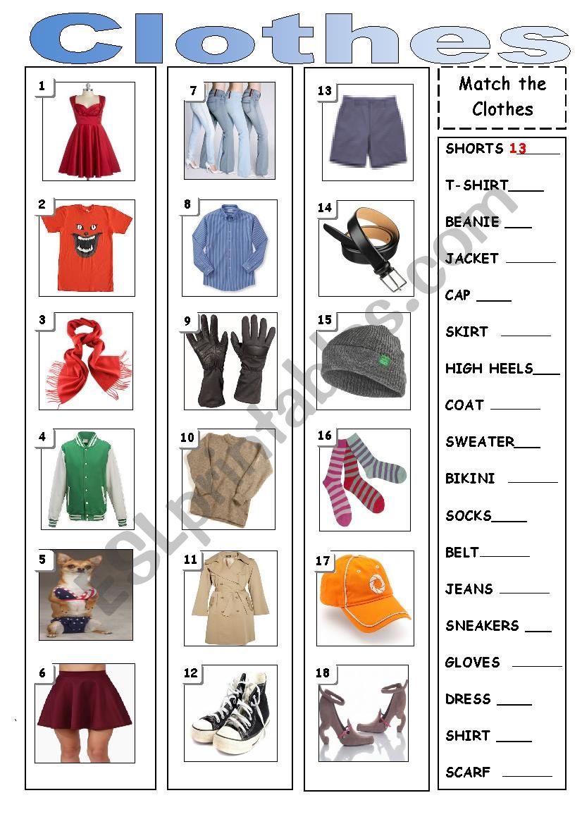 clothes - ESL worksheet by boro272727