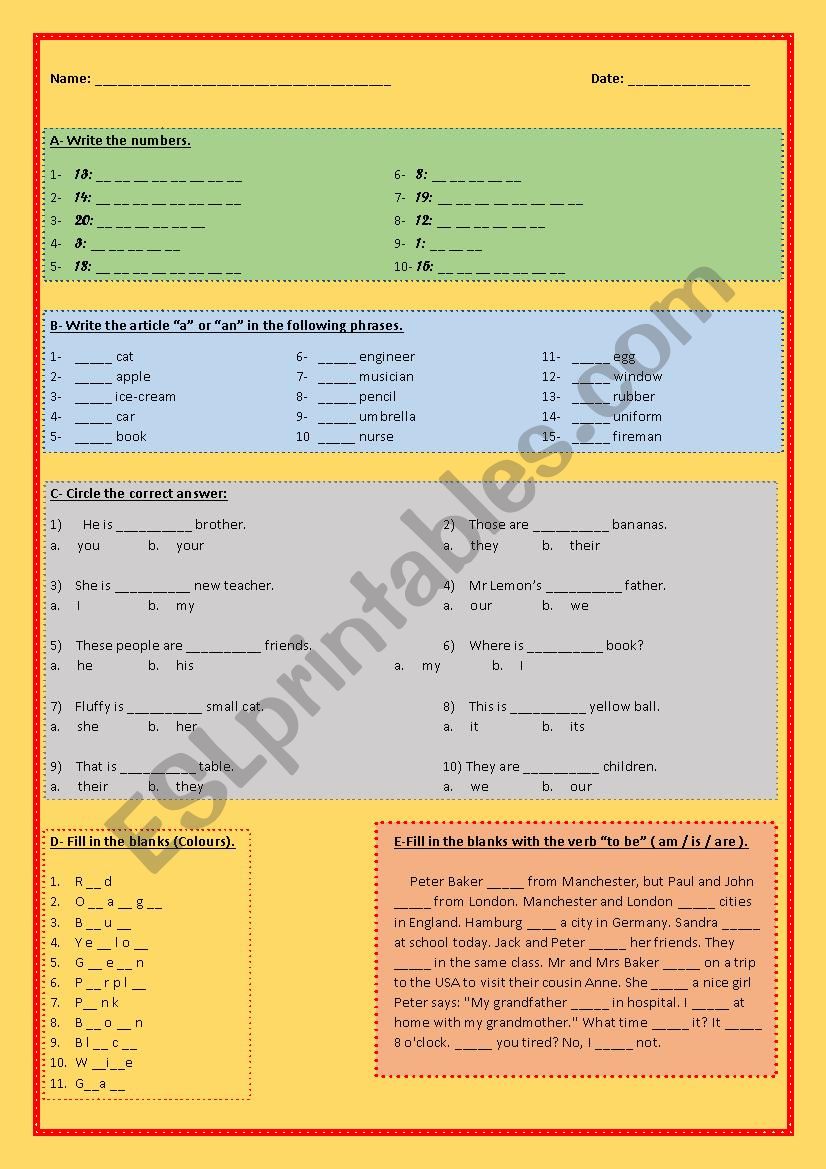 Midterm English Exam worksheet