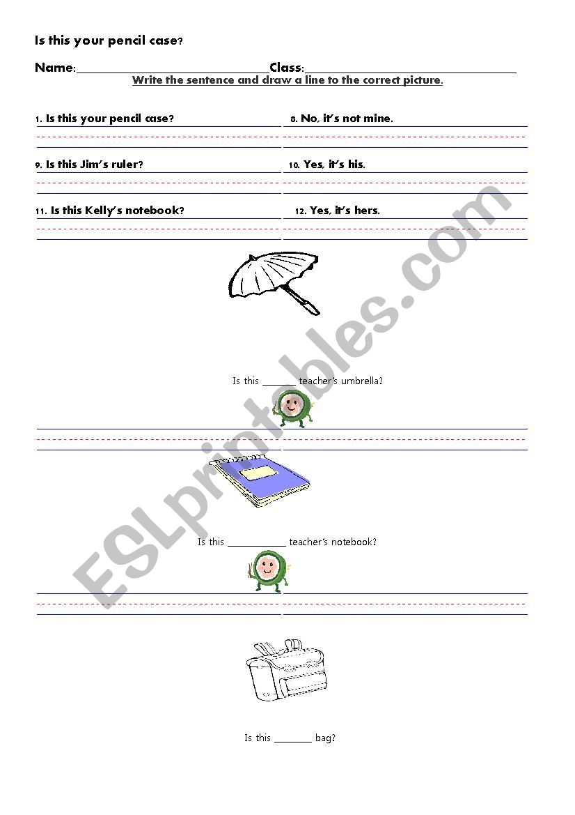 Is this your pencil? worksheet