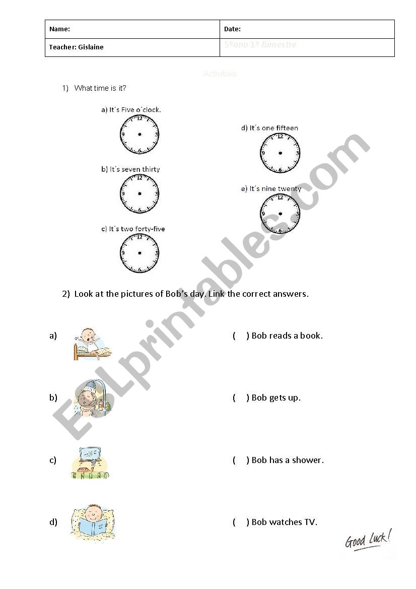 time, routine worksheet