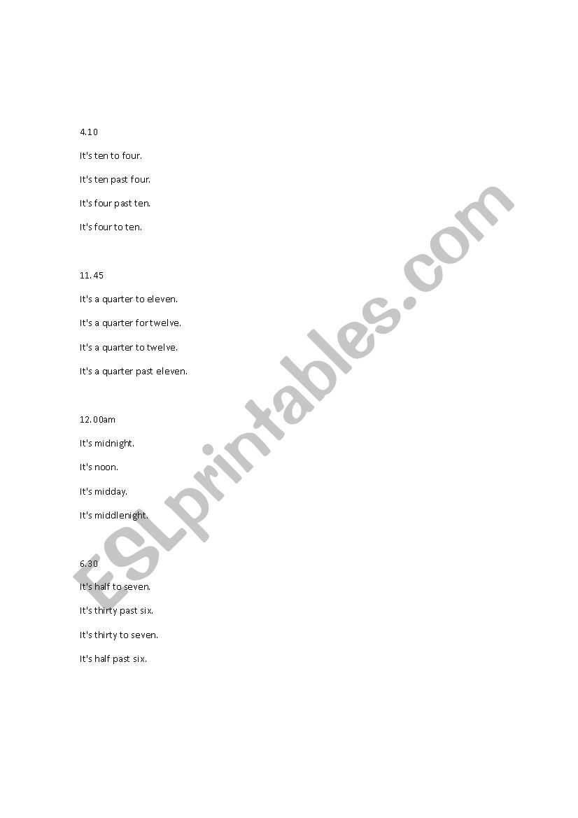 Daily Activities worksheet