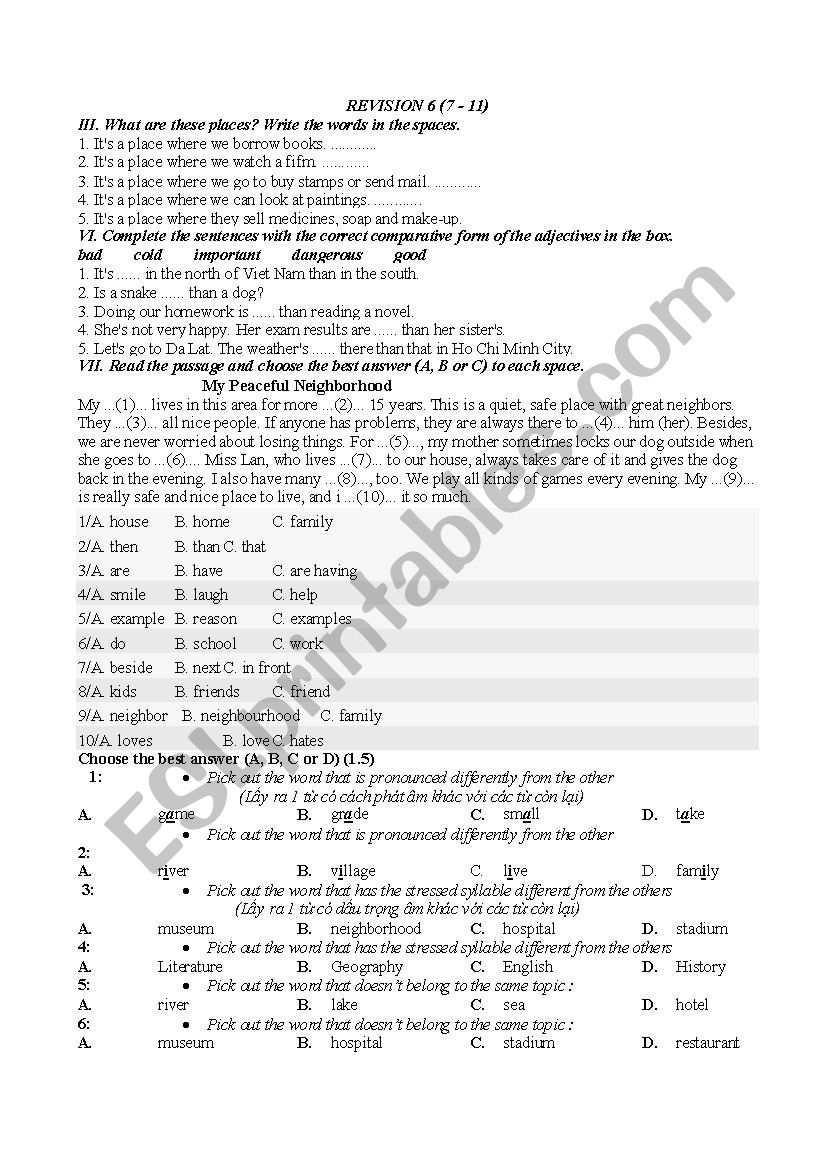 revision 6 esl worksheet by spring2712m