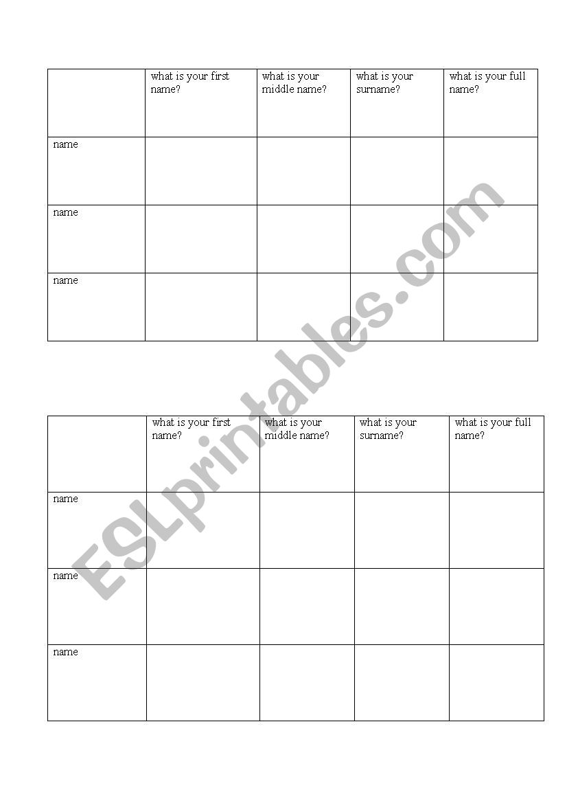 speaking column worksheet