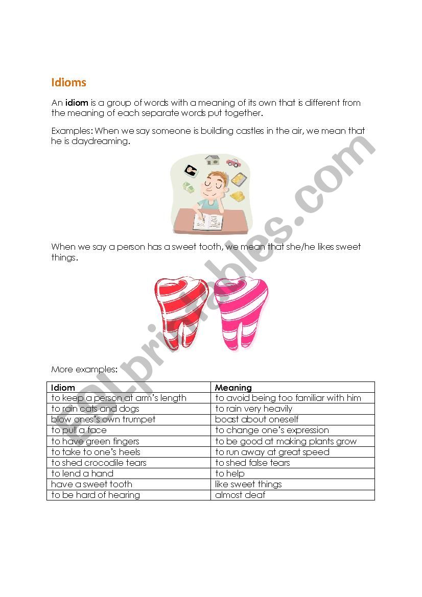 idioms worksheet