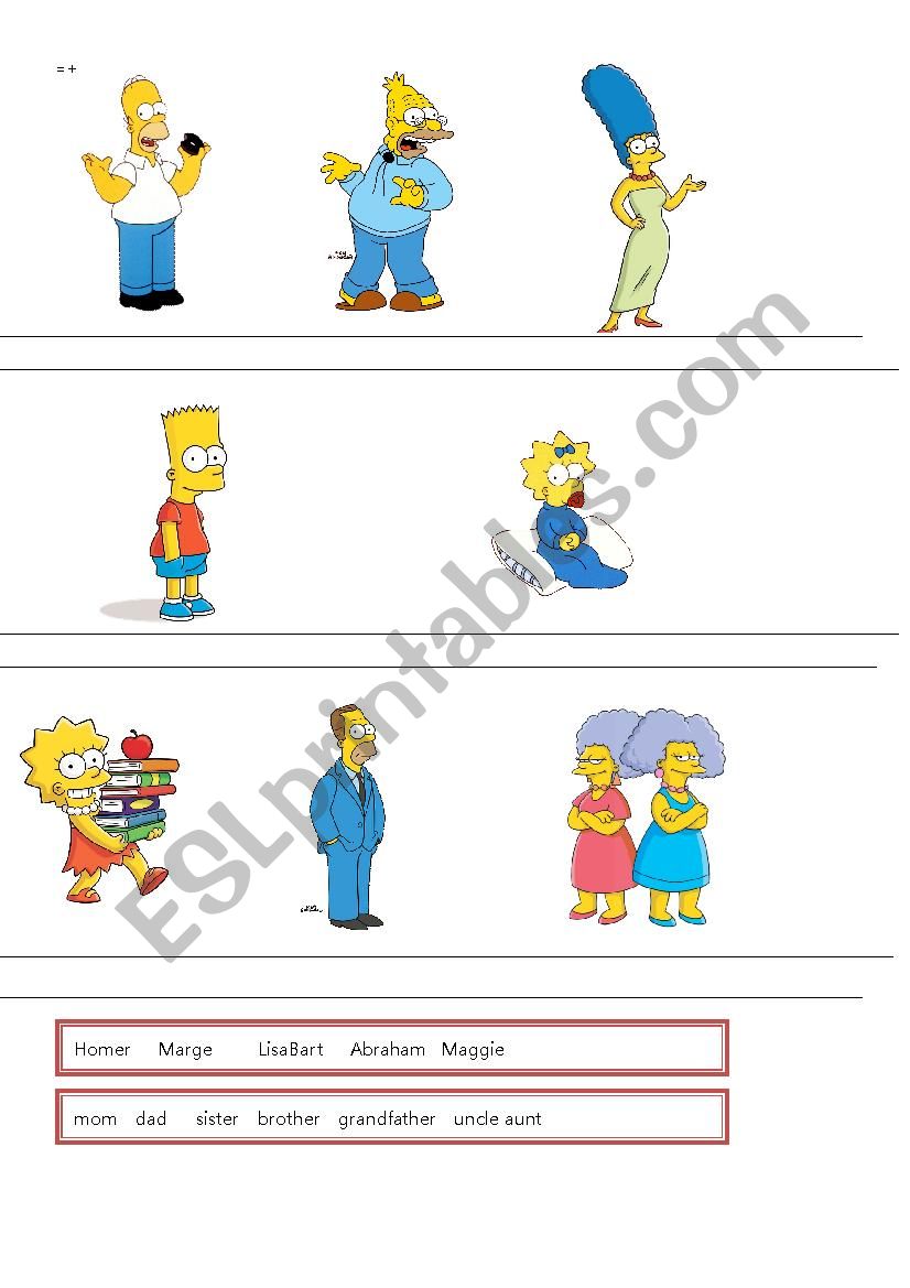 Simpsons family worksheet worksheet