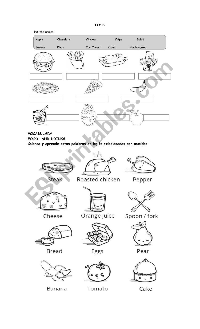 food  worksheet