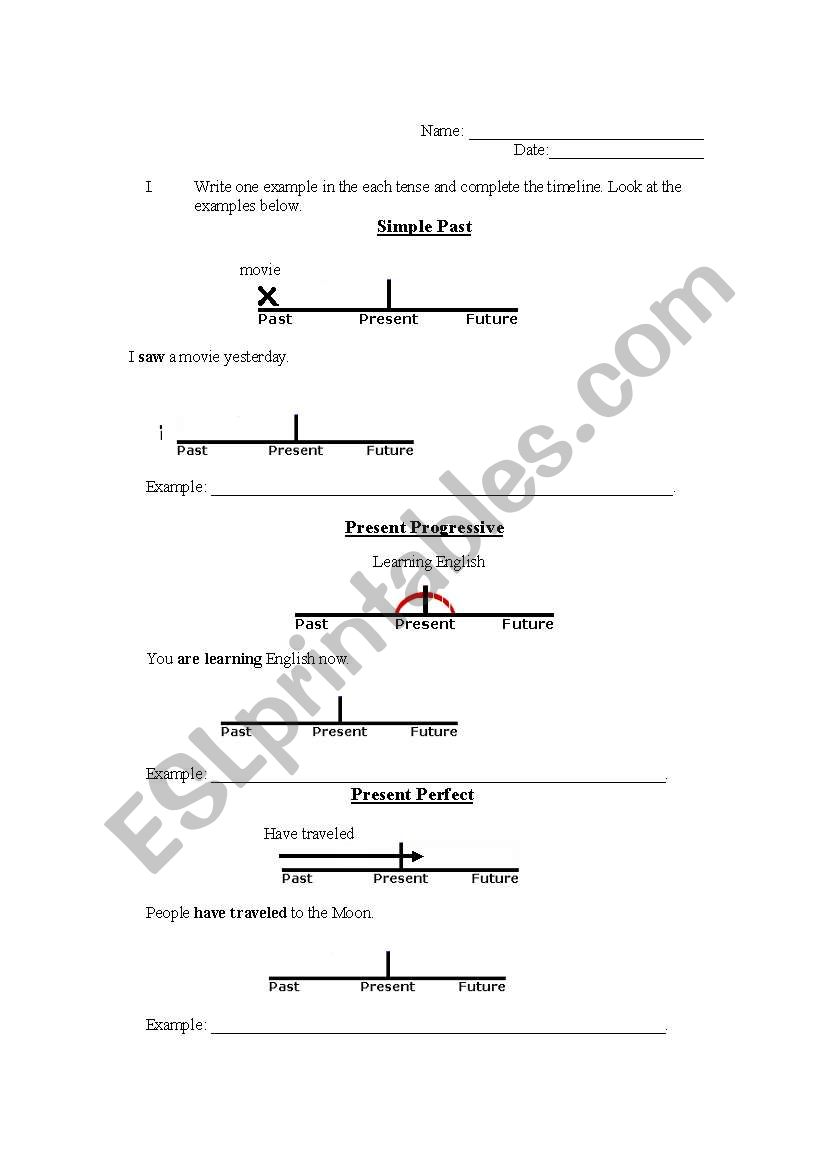 All tenses timelines worksheet