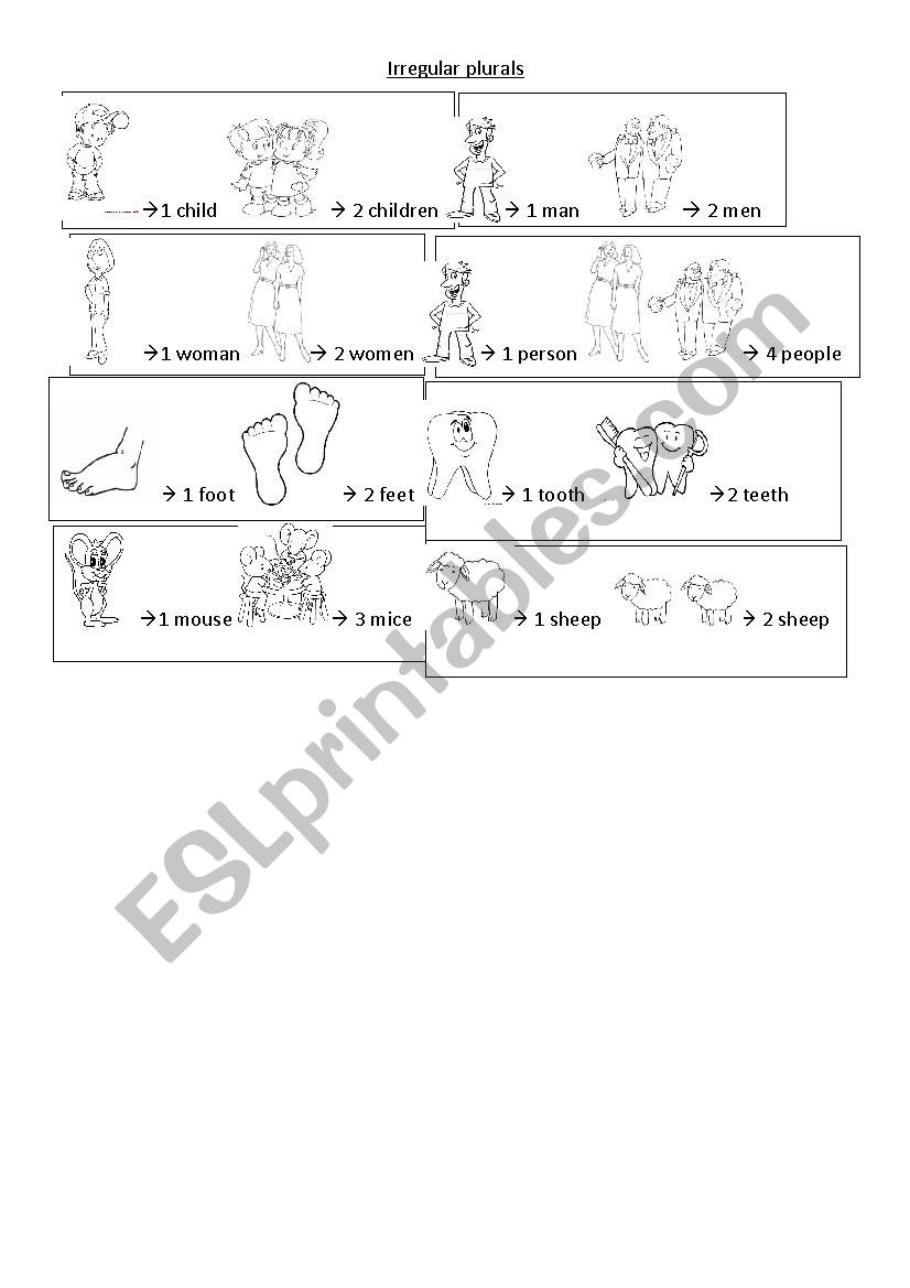 Irregular plurals - ESL worksheet by cieloc82