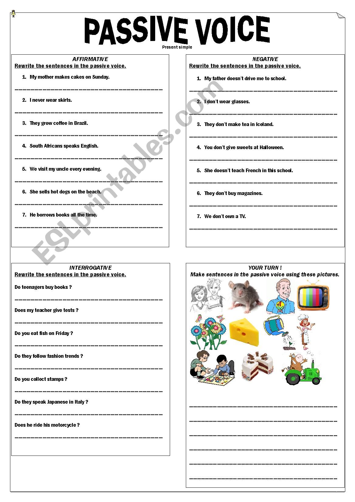 Passive Voice Present Simple Exercise ESL Worksheet By Missteach106