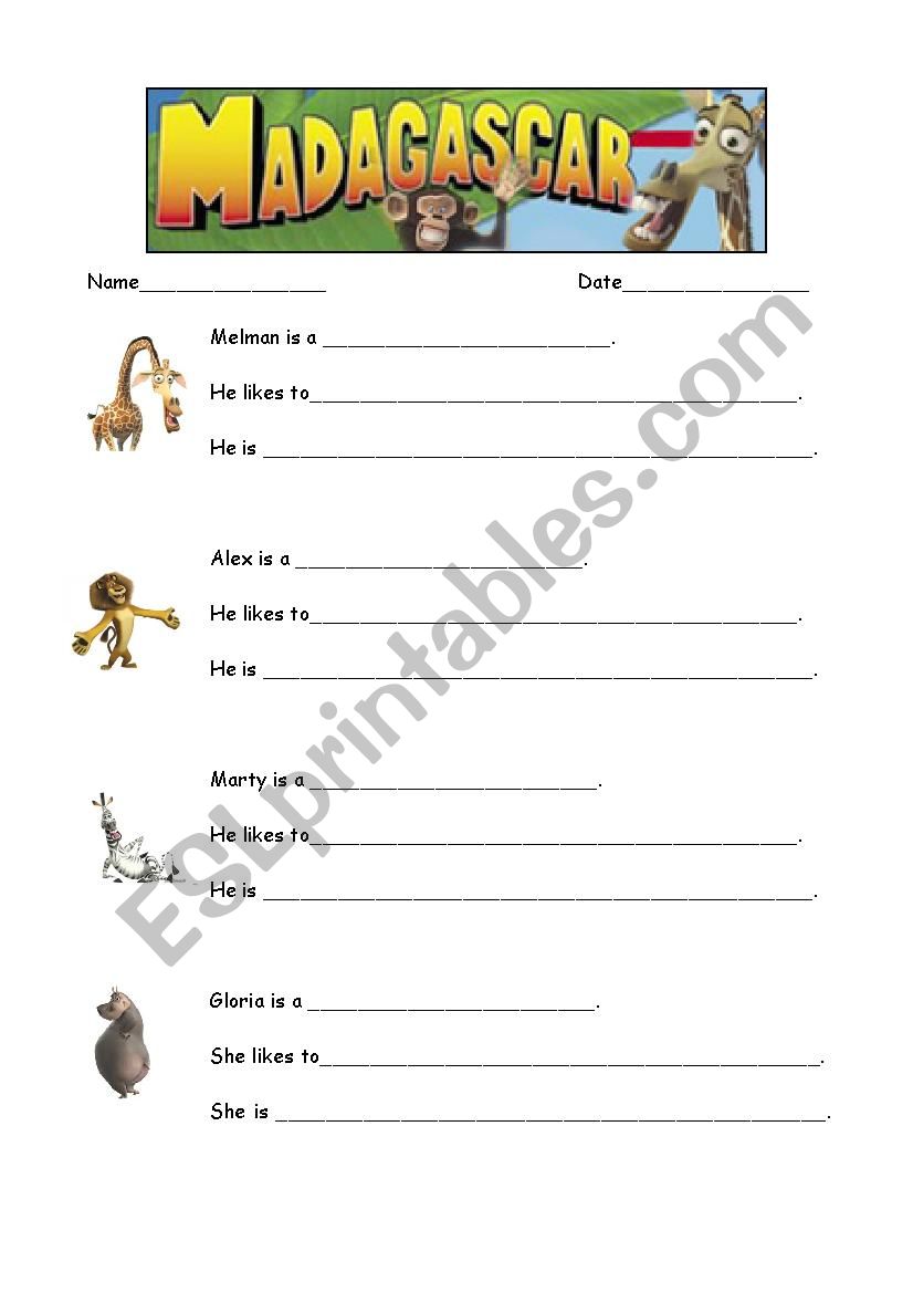 Madagascar  worksheet