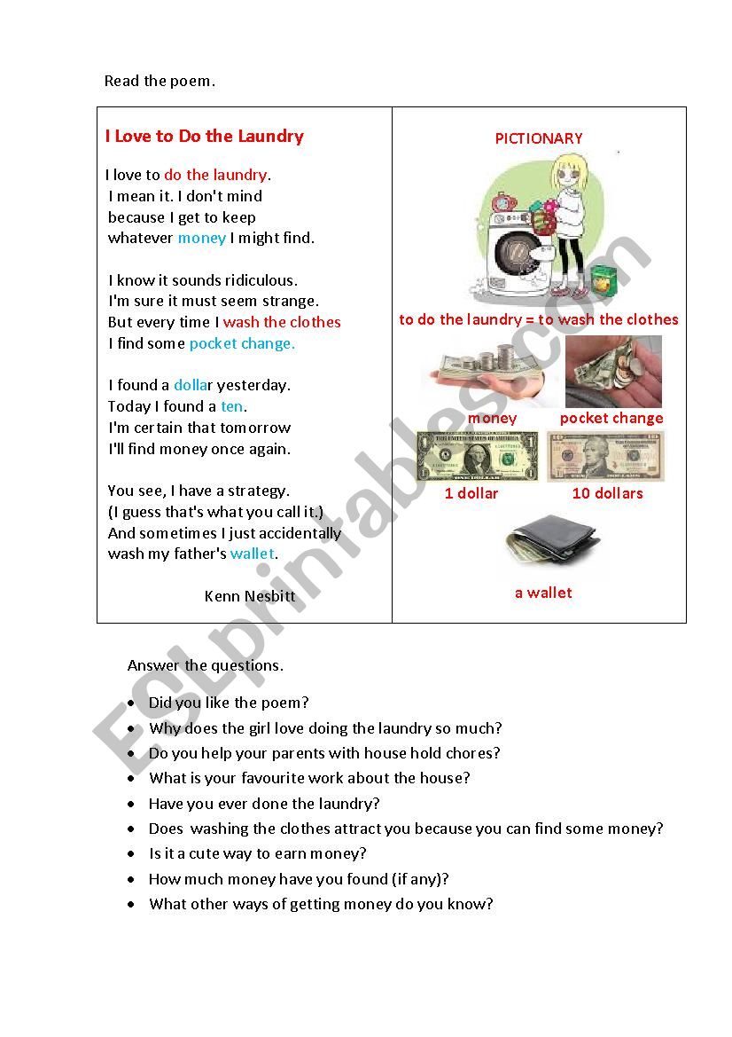 I AM FINE (a poem+ questions) - ESL worksheet by korova-daisy