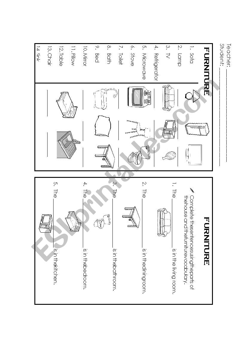 Furniture - ESL worksheet by mck2984