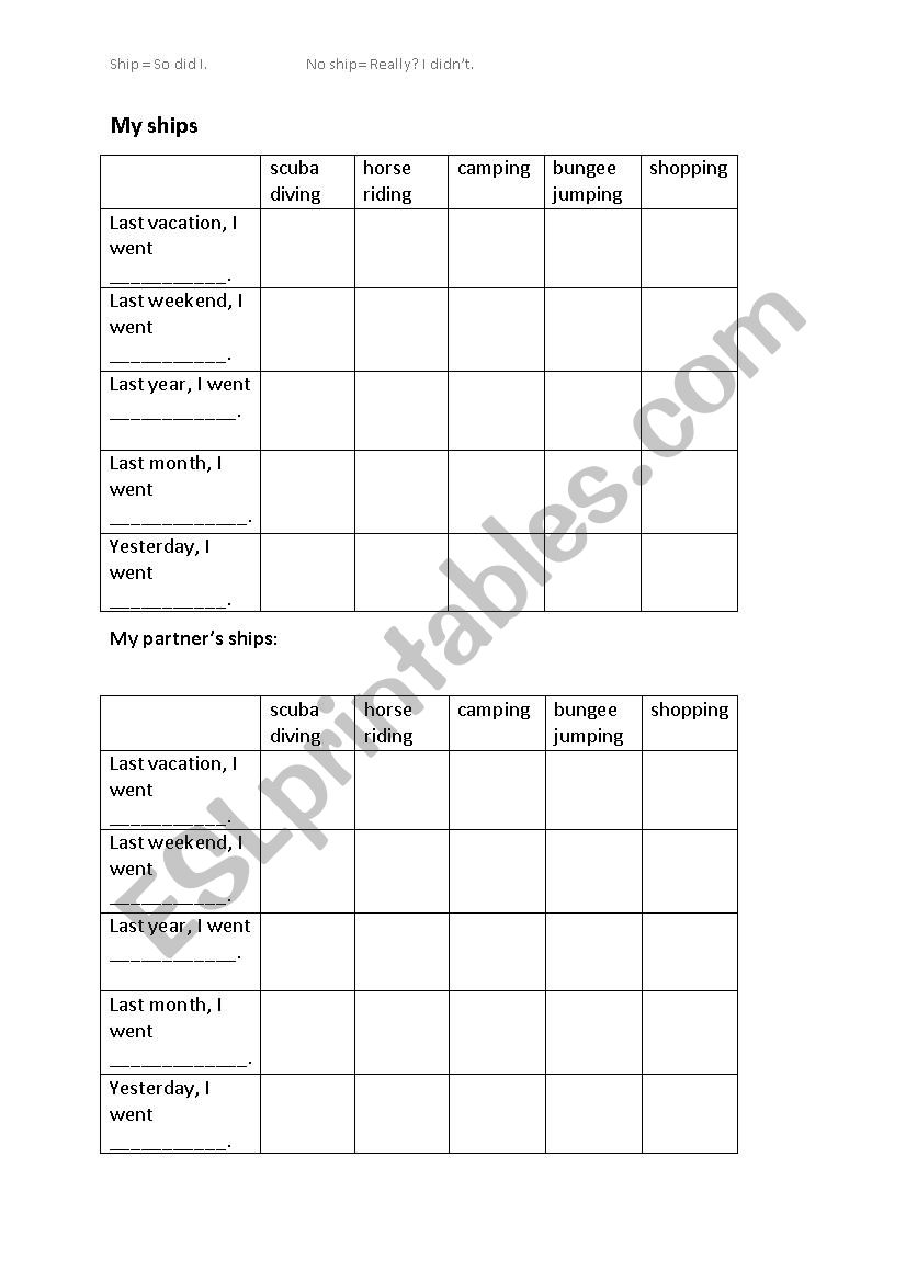 So did I Battleship worksheet