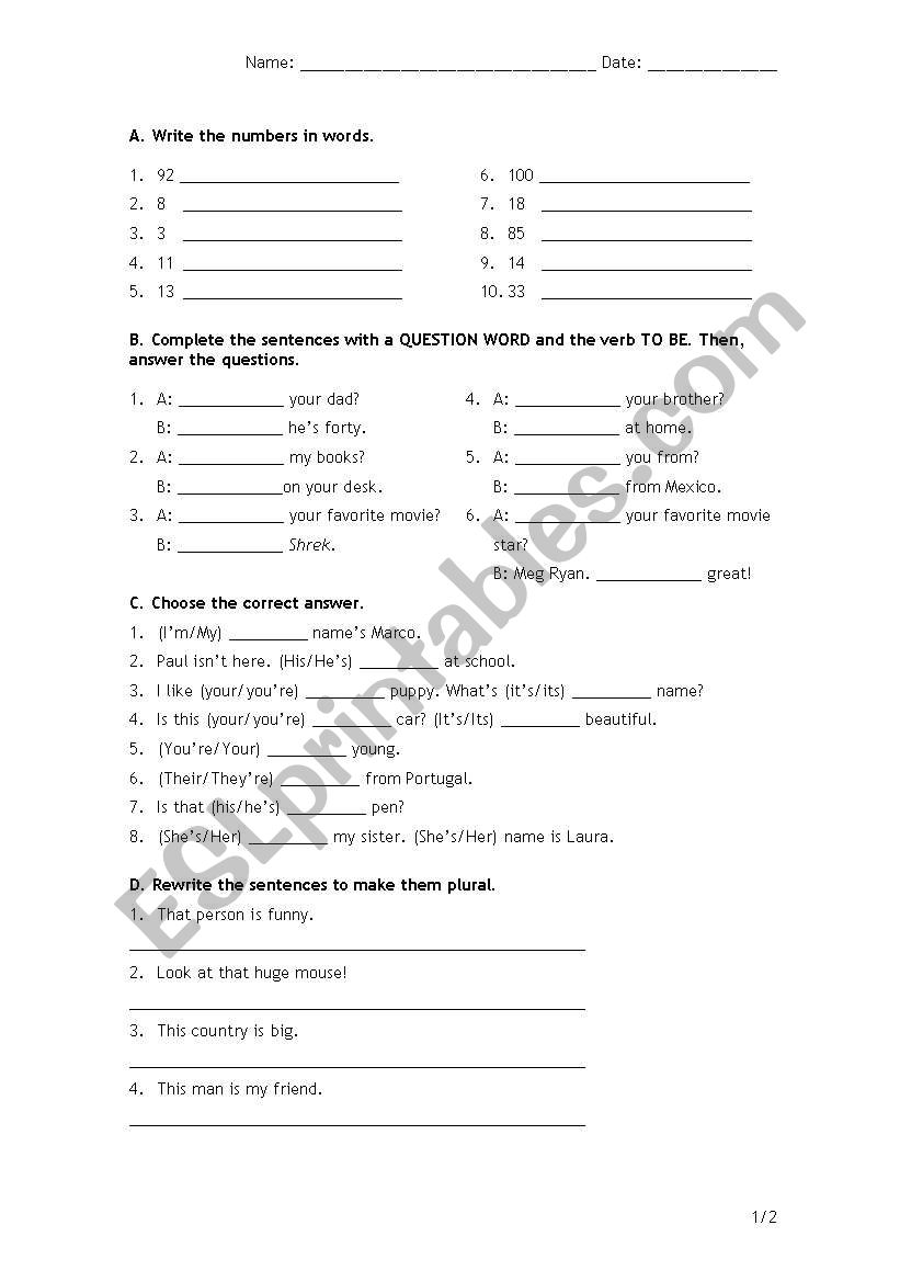 review worksheet