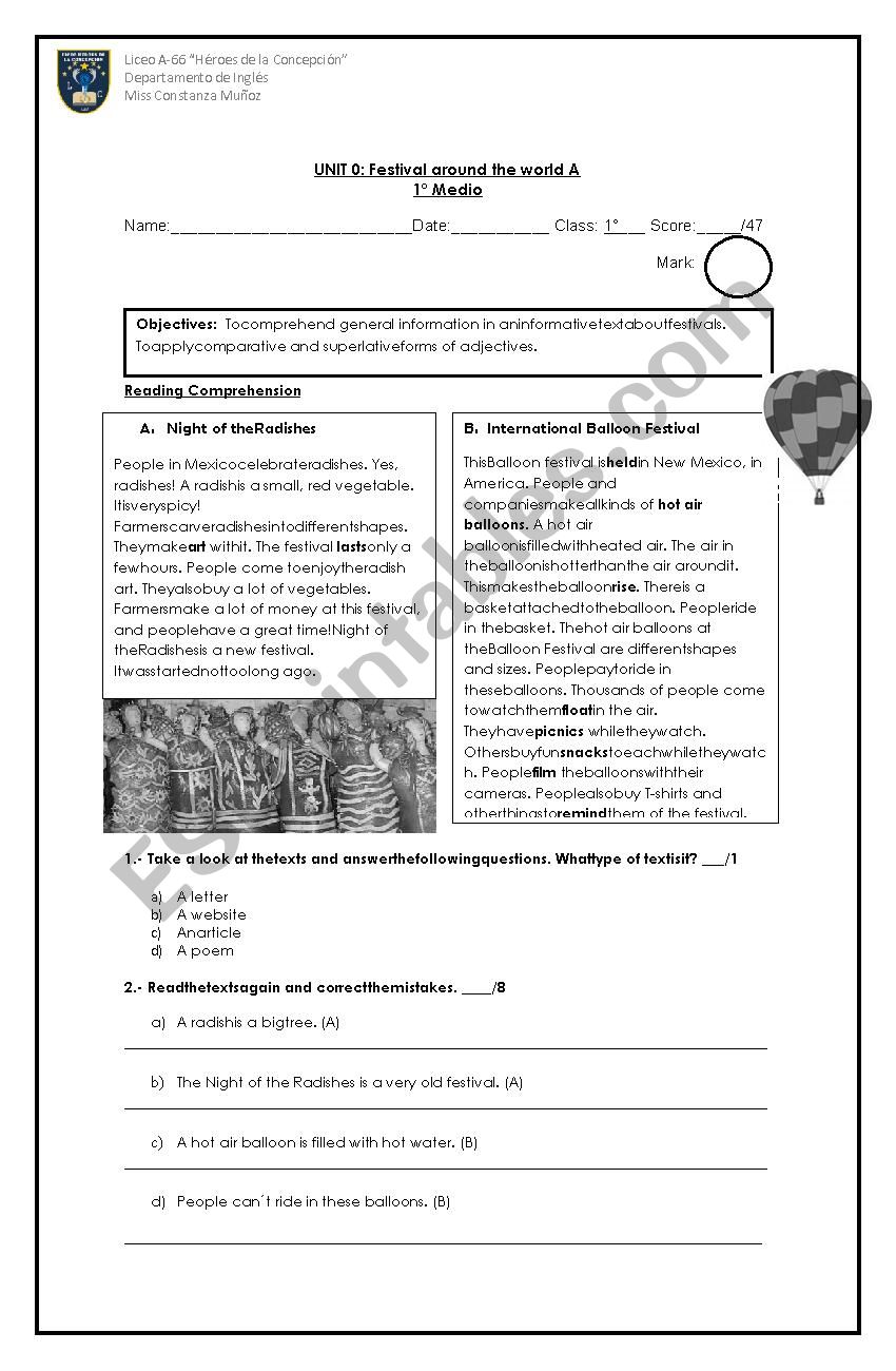 Unit test worksheet