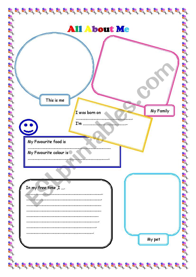 All About Me - ESL worksheet by inspir