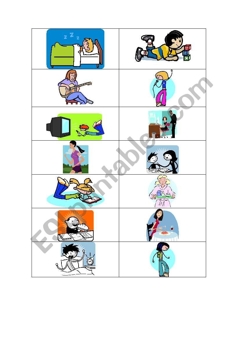 routine verbs pics worksheet