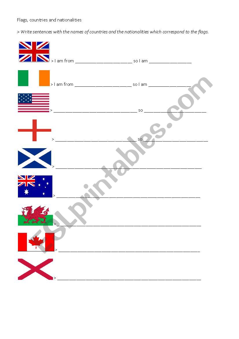 Exercice flags countries nationalities