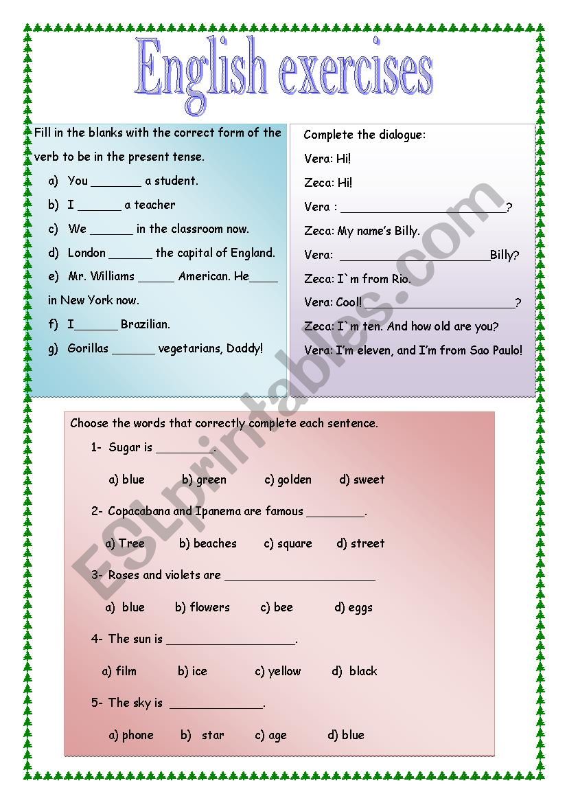 English Exercises For Beginners Pdf