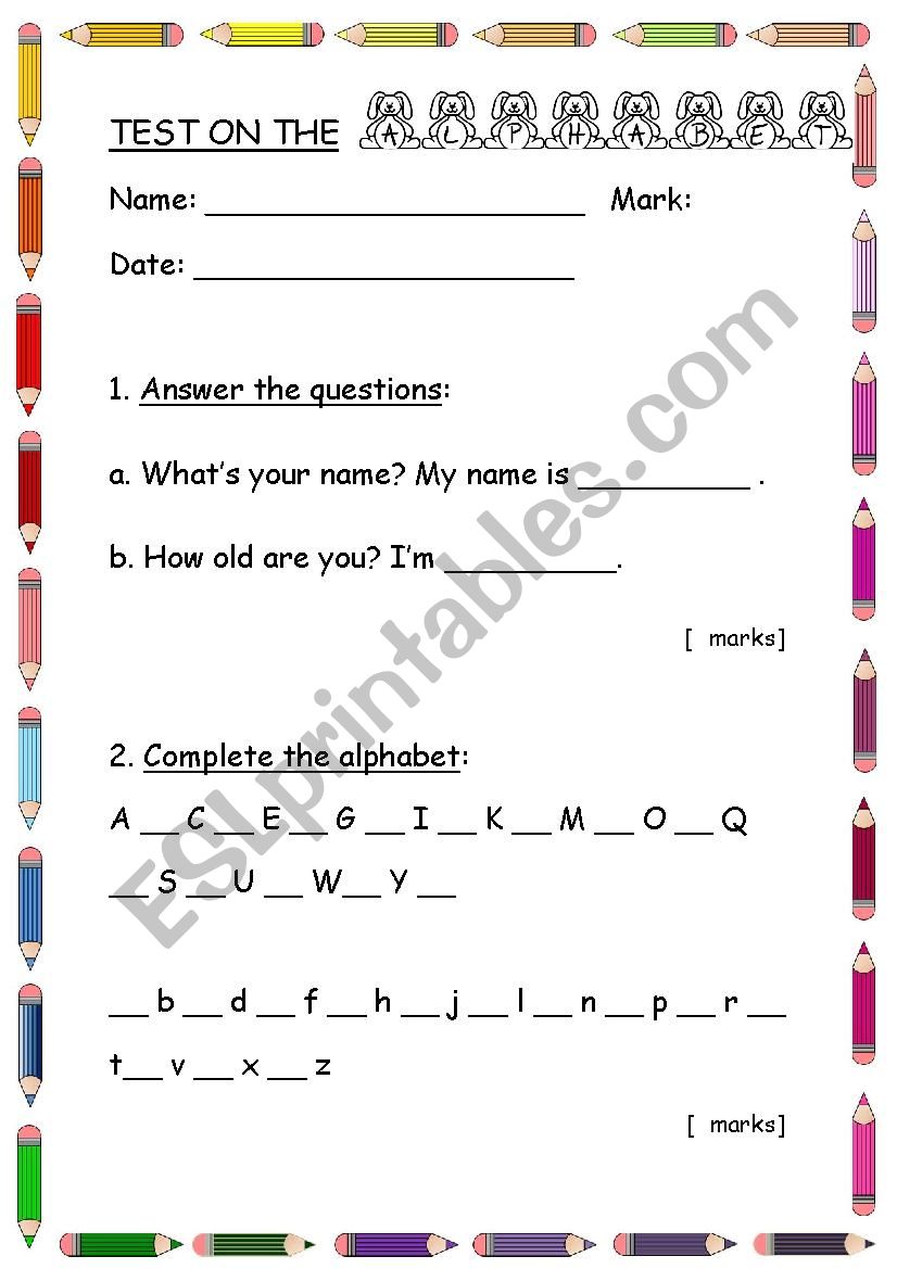 the alphabet worksheet