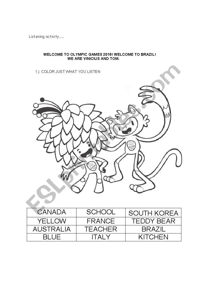 olympic games. sounds worksheet