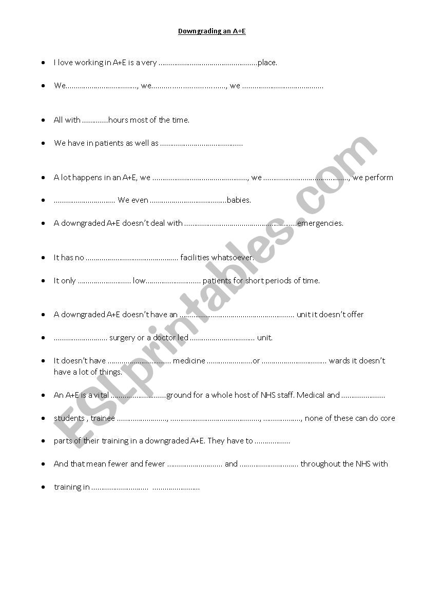 Nursing - Downgrading an A+E Department