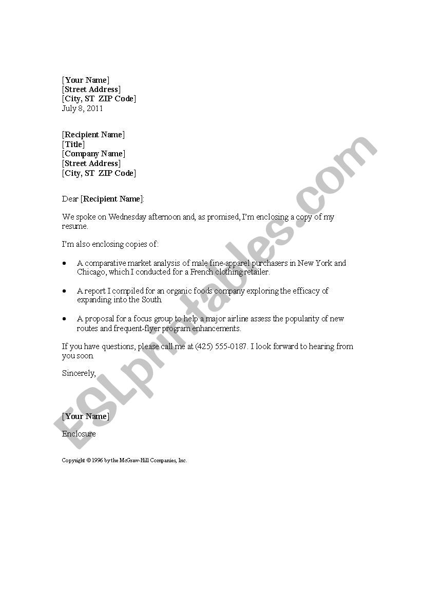 CV LETTER worksheet