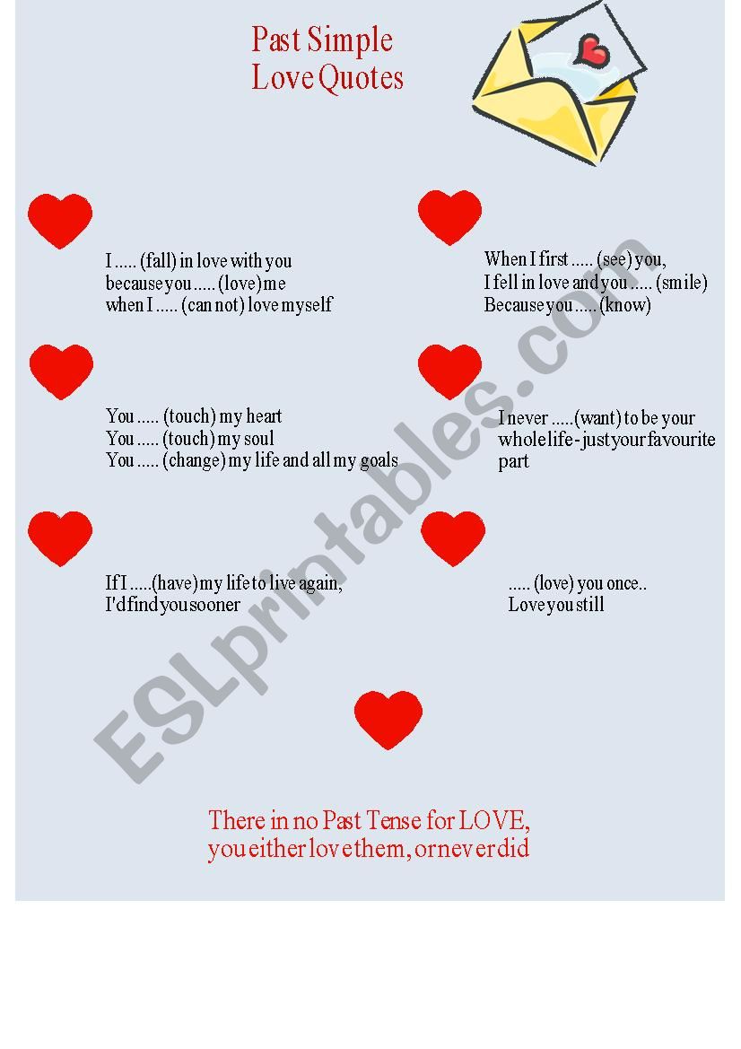Past Simple - Love Quotes worksheet
