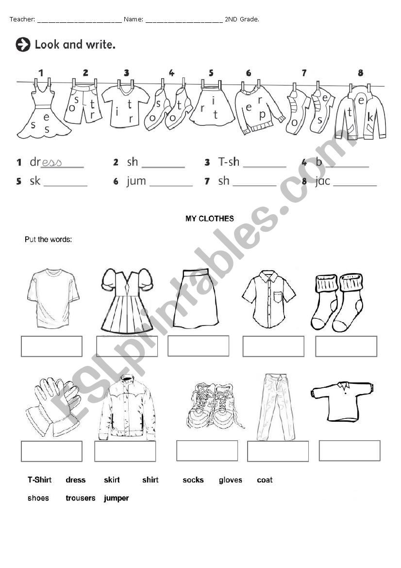 Clothes - ESL worksheet by Pombinha