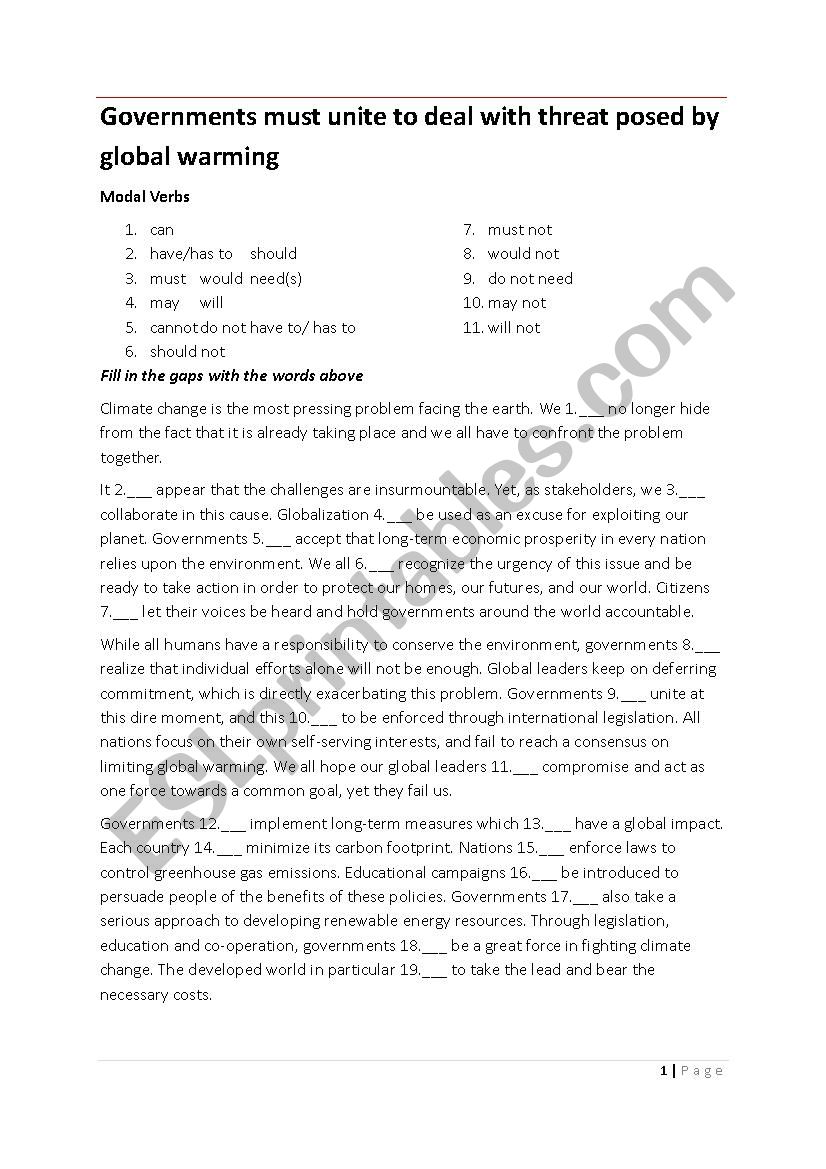 Types of Government worksheet