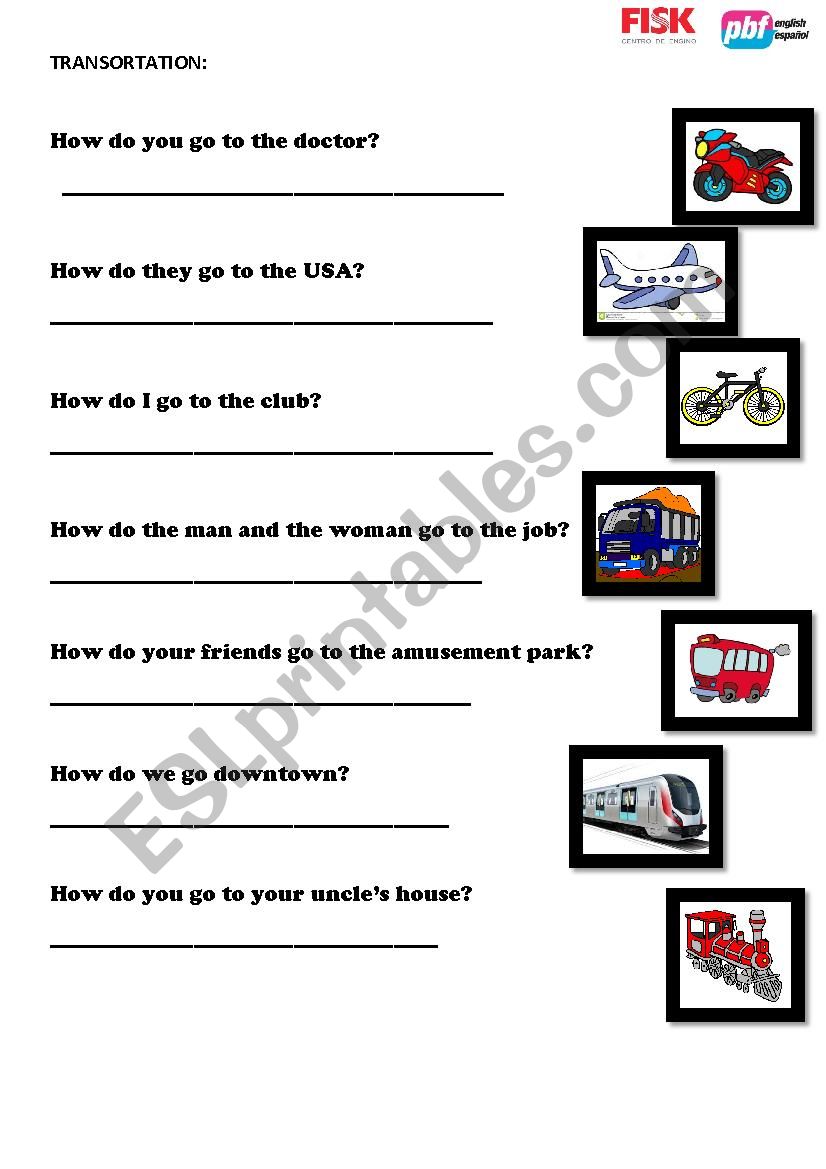 transportation worksheet