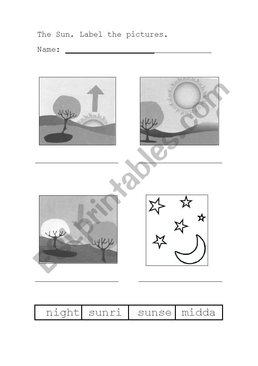 THE SUN worksheet