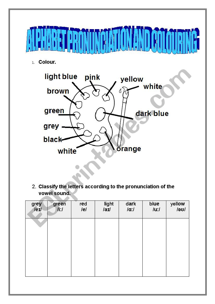 alphebet pronunciation and colouring activity