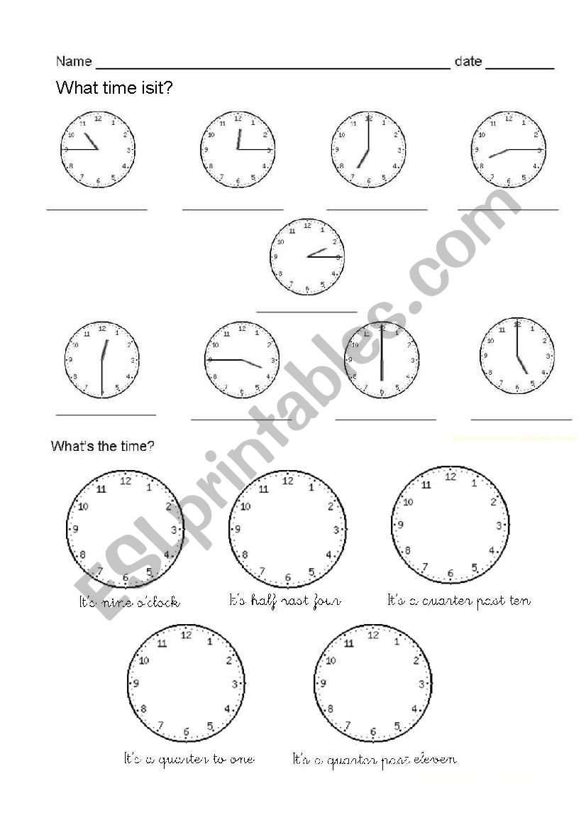 Telling the time - ESL worksheet by blan04