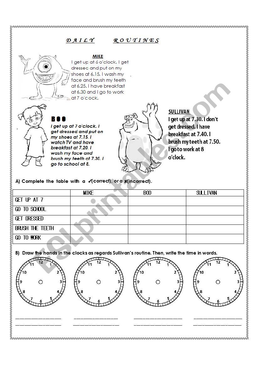 THE TIME - DAILY ROUTINE ACTIVITY