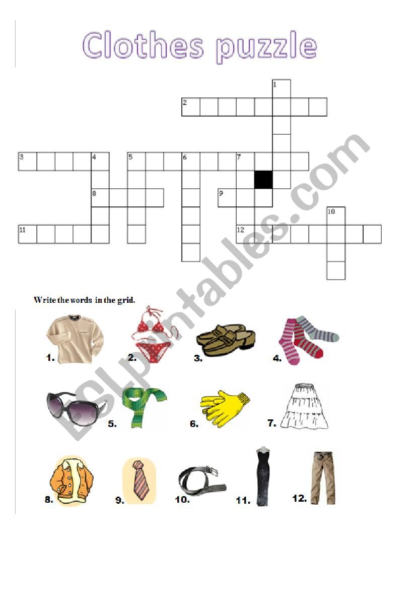 Clothes puzzle worksheet