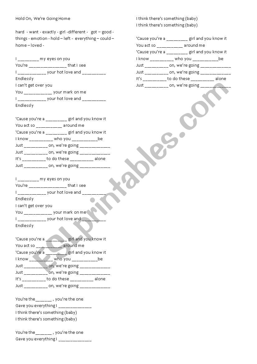 song - hold on were going home ! learn with music