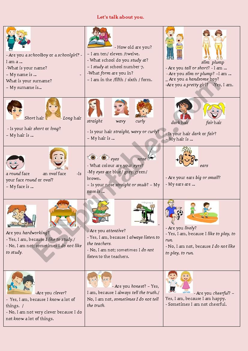 Let’s talk about you. - ESL worksheet by olena linchuk