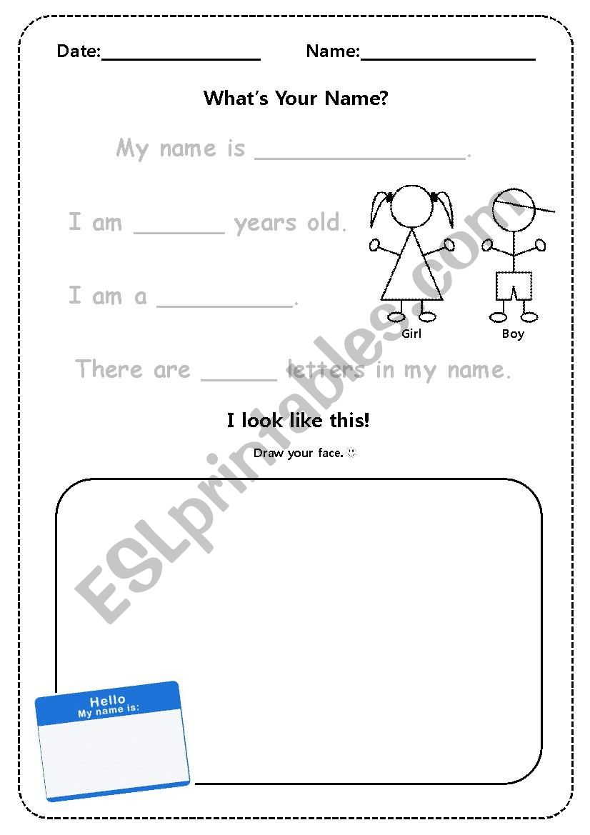 What´s Your Name? - ESL worksheet by jackiis2