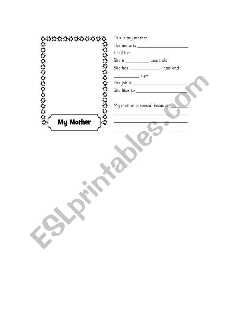 Mother worksheet