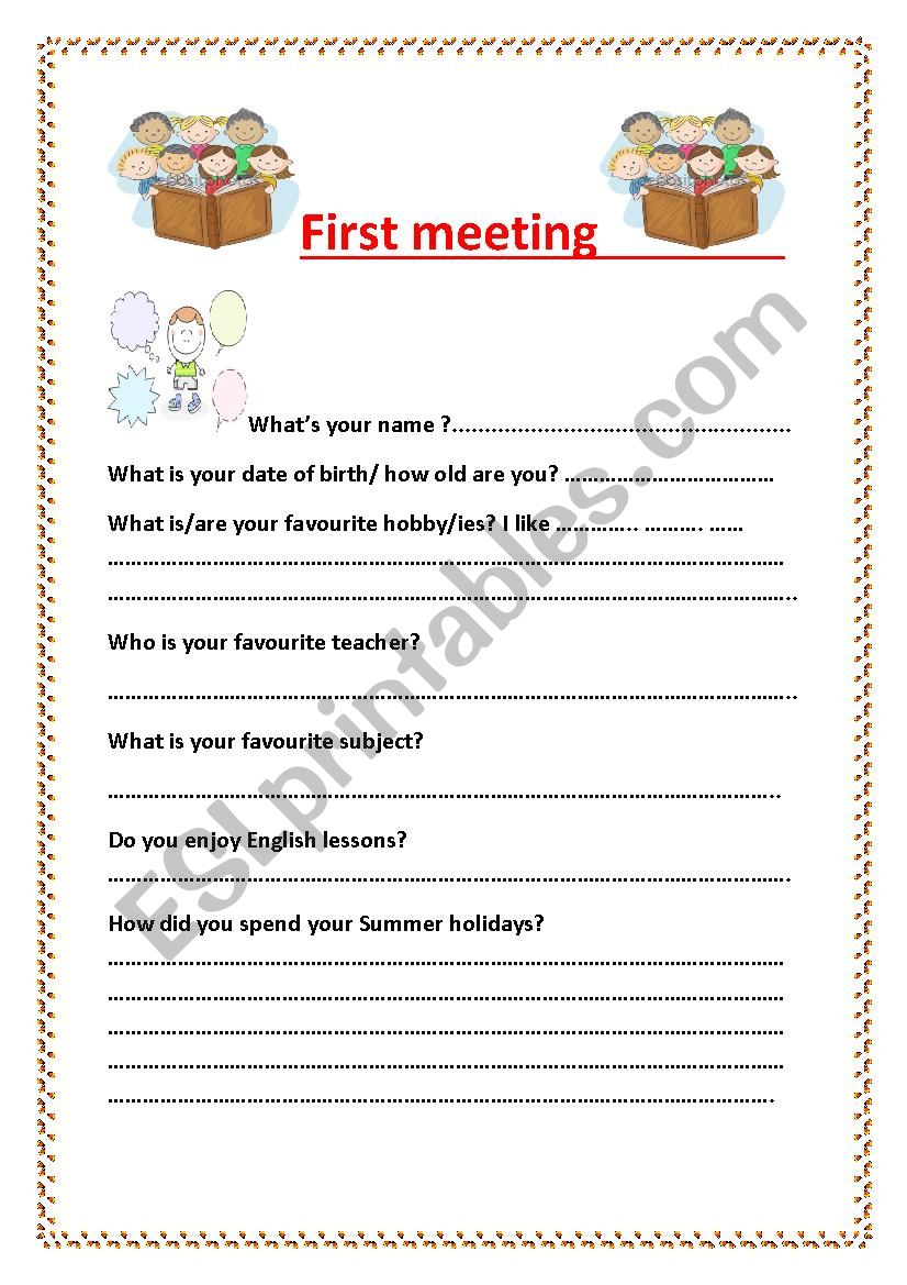 FIRST MEETING worksheet