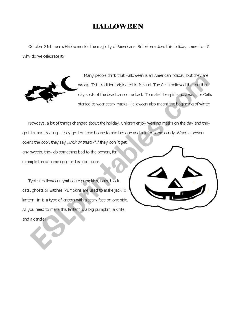Halloween reading - ESL worksheet by shaggy26