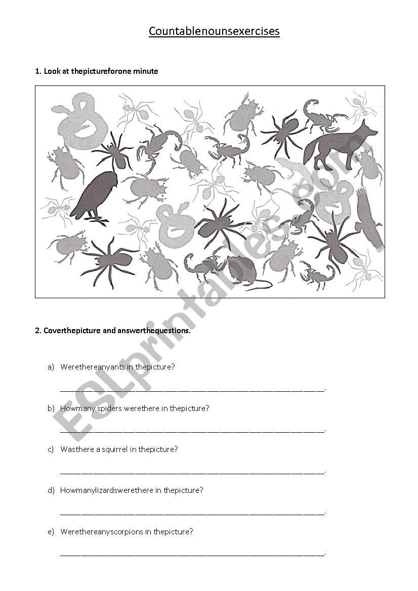 Countable nouns exercises worksheet