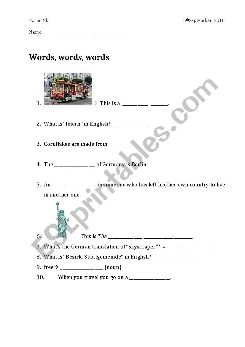 NY vocab  worksheet