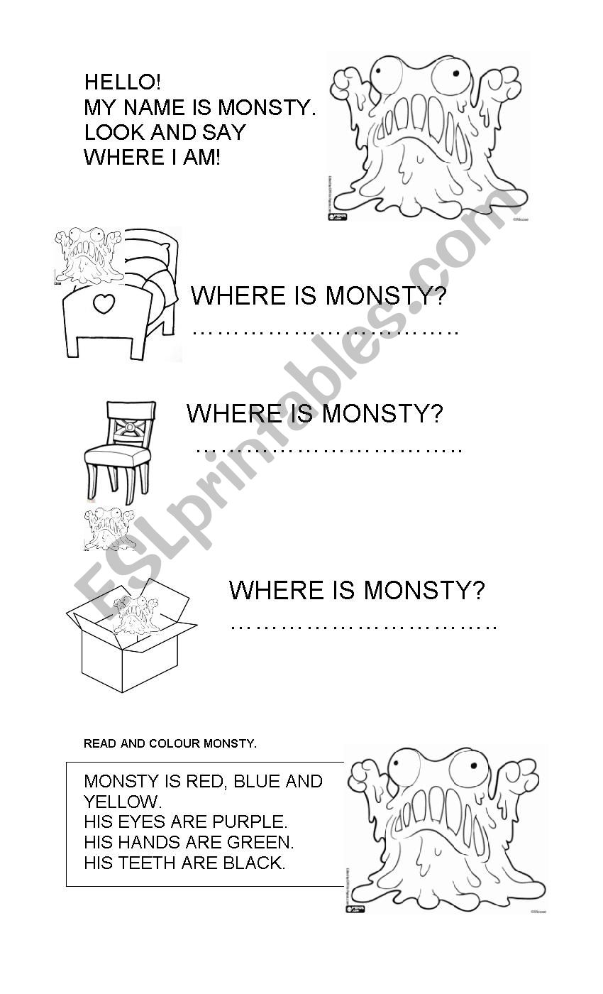 where is the monster? worksheet