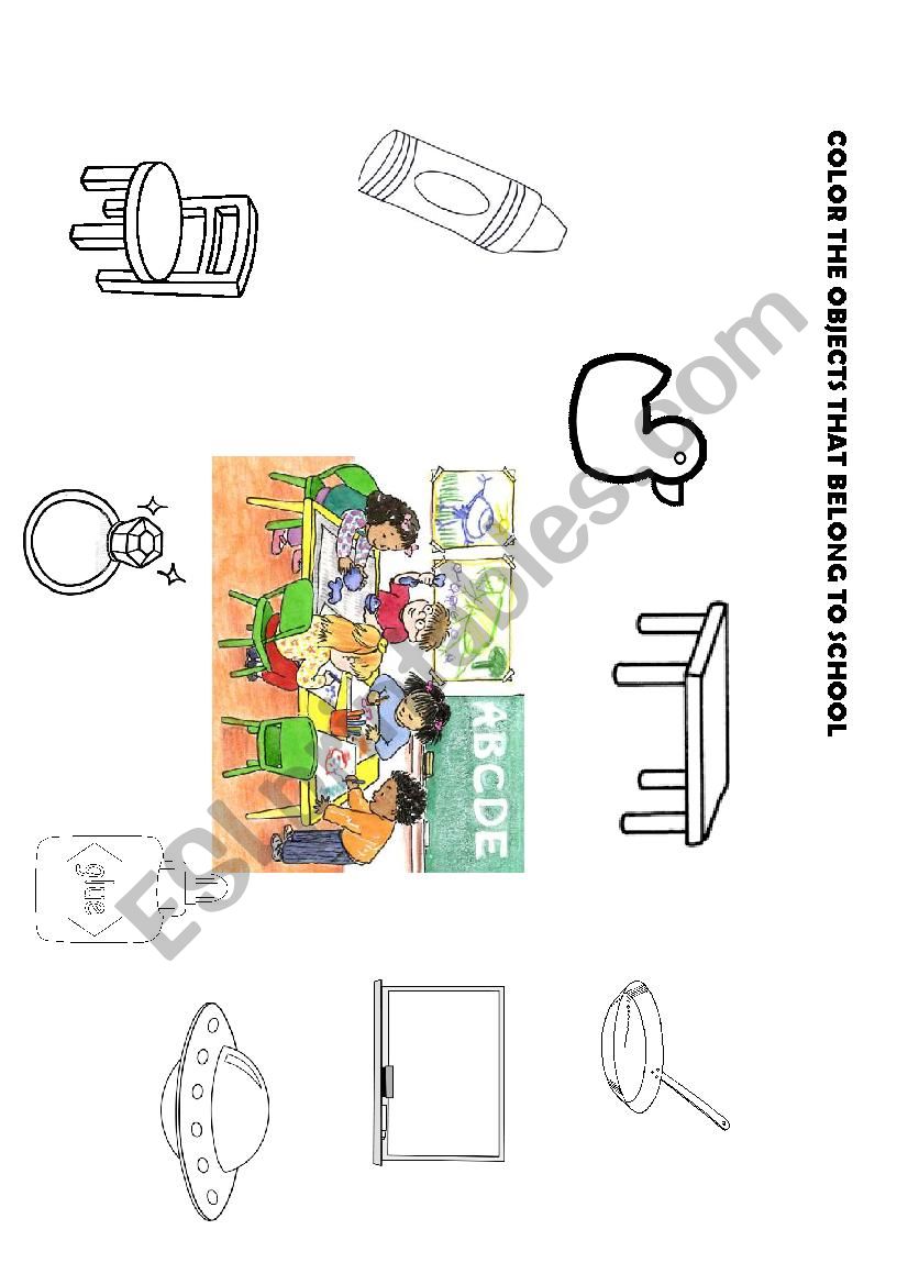 School simple objects worksheet