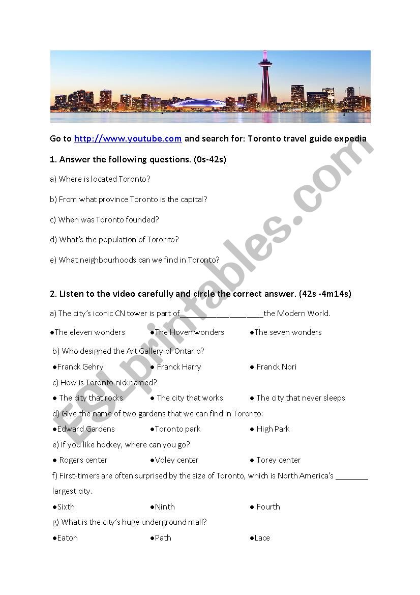 Toronto worksheet