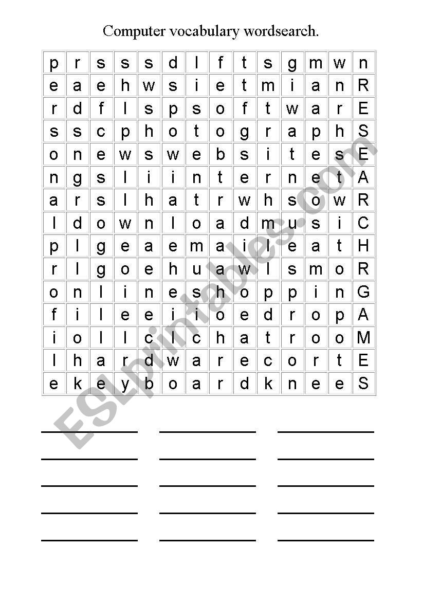 Computer Vocabulary worksheet